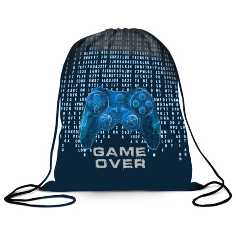 Мешок для обуви BRAUBERG, с петлёй, карман на молнии, полиэстер, 47х37 см, Game over, 270912