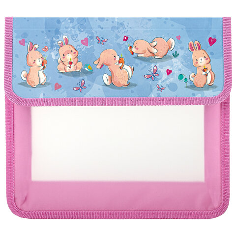 Папка для тетрадей ЮНЛАНДИЯ А5, пластик, 2 отделения, клапан на липучке, Bunnies, 270968