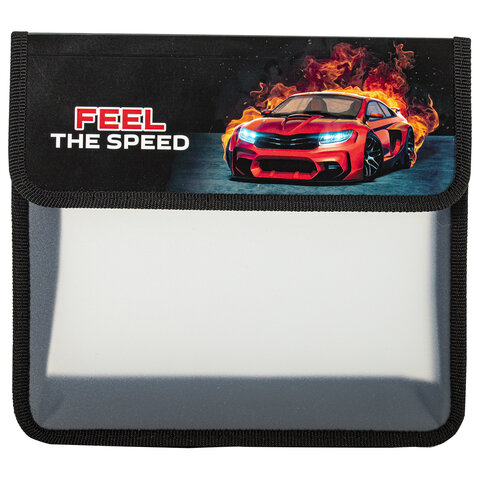 Папка для тетрадей ЮНЛАНДИЯ А5, пластик, 2 отделения, клапан на липучке, Feel the speed, 270969