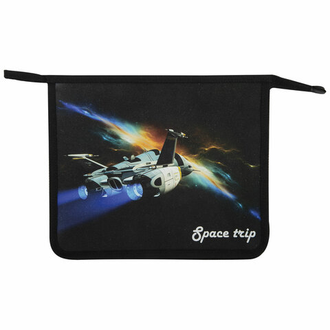 Папка для тетрадей ПИФАГОР А5, 1 отделение, пластик, на молнии, Space trip, 271089
