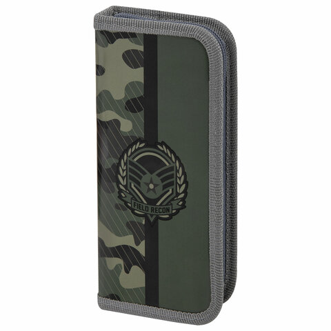 Пенал ПИФАГОР, 1 отделение, ламинированный картон, 19х9 см, Army, 271101