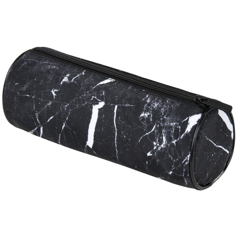 Пенал-тубус BRAUBERG, с эффектом Soft Touch, мягкий, Black marble, 22х8 см, 271569