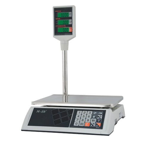 Весы торговые MERTECH M-ER 327P-15.2 LCD (0,05-15 кг), дискретность 2 г, платформа 325x230 мм, со стойкой, 3025 Весы торговые MERTECH M-ER 327P-15.2 LCD (0,05-15 кг), дискретность 2 г, платформа 325x230 мм, со стойкой, 3025