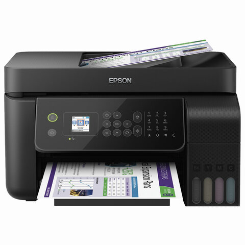 МФУ струйное EPSON L5190 4 в 1 А4, 33 стр./мин (ч/б), 15 стр./мин (цвет.), 5760х1440, АПД, Wi-Fi, сетевая карта, C11CG85405