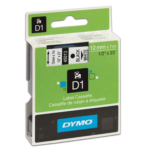 Картридж для принтеров этикеток DYMO D1, 12 мм х 7 м, лента пластиковая, чёрный шрифт, белый фон, S0720530 Картридж для принтеров этикеток DYMO D1, 12 мм х 7 м, лента пластиковая, чёрный шрифт, белый фон, S0720530
