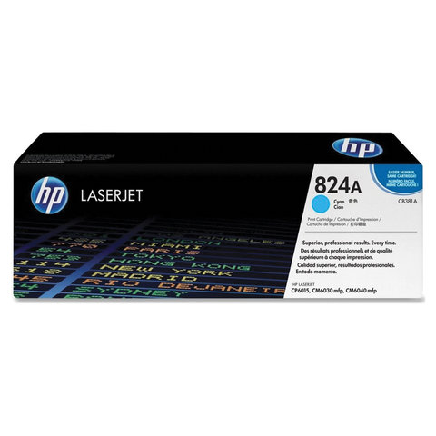 Картридж лазерный HP CB381A ColorLaserJet CP6015 и другие, №824A, голубой, оригинальный, ресурс 21000 страниц