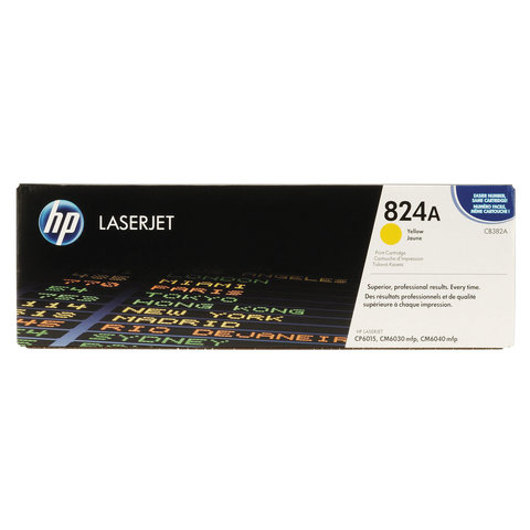 Картридж лазерный HP CB382A ColorLaserJet CP6015 и другие, №824A, желтый, оригинальный, ресурс 21000 страниц