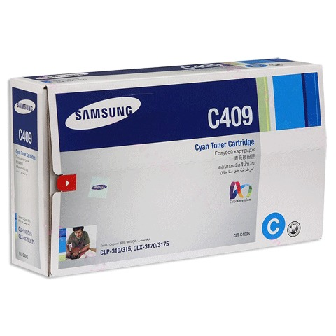 Картридж лазерный SAMSUNG CLT-C409S CLP-310/315 и другие, голубой, оригинальный, ресурс 1000 стр.