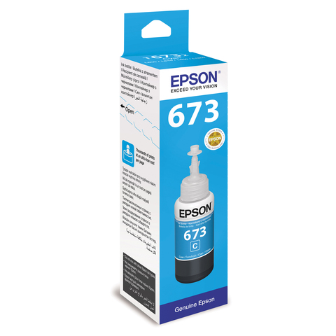 Чернила EPSON 673 (T6732) для СНПЧ Epson L800/L805/L810/L850/L1800, голубые, ОРИГИНАЛЬНЫЕ, C13T67324A/298