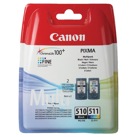 Картридж струйный CANON PG-510/CL-511 PIXMA MP240/250/260/MX320, оригинальный КОМПЛЕКТ 2 цвета, 264 страницы, 2970B010