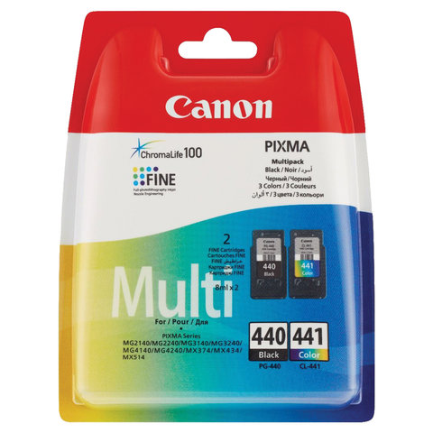 Картридж струйный CANON PG-440/CL-441 PIXMA MG2140/MG3140, оригинальный КОМПЛЕКТ 2 цвета, 180 страниц, 5219B005