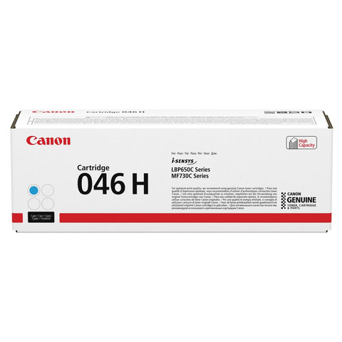 Картридж лазерный CANON 046HC i-SENSYS LBP653Cdw / 654Cx / MF732Cdw / 734Cdw, голубой, ресурс 5000 страниц, оригинальный, 1253C002