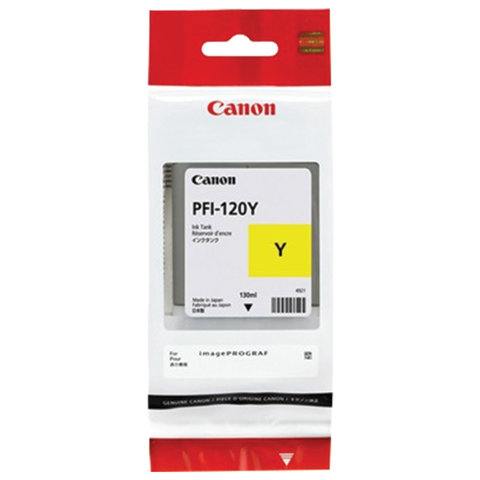 Картридж струйный CANON (PFI-120Y) для imagePROGRAF TM-200/205/300/305, желтый, 130 мл, оригинальный, 2888C001 Картридж струйный CANON (PFI-120Y) для imagePROGRAF TM-200/205/300/305, желтый, 130 мл, оригинальный, 2888C001