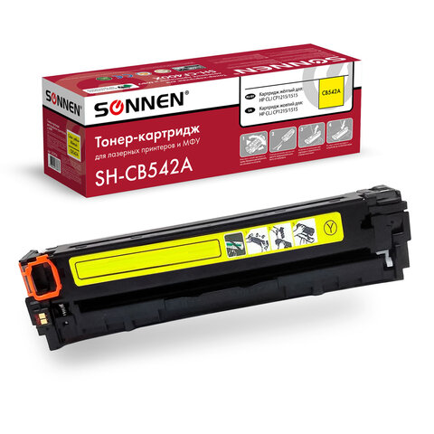 Картридж лазерный SONNEN SH-CB542A для HP CLJ CP1215/1515 ВЫСШЕЕ КАЧЕСТВО, желтый, 1400 страниц, 363956