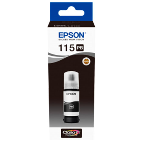 Чернила EPSON 115 (C13T07D14A) для СНПЧ L8160/L8180, черные фото, объем 70 мл, ОРИГИНАЛЬНЫЕ