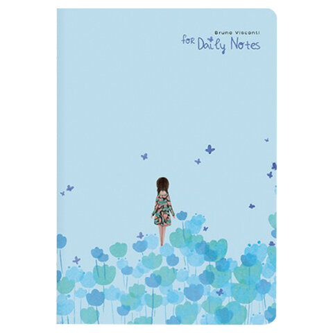 Тетрадь ЕВРО А5 40 л. BRUNO VISCONTI сшивка, клетка, Soft Touch, бежевая бумага 70 г/м2, GIRL IN FLOWERS, 7-40-238