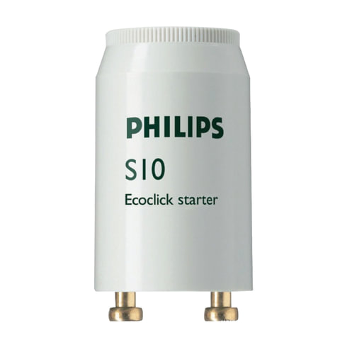 Стартеры для люминесцентных ламп PHILIPS S10, КОМПЛЕКТ 25 штук, 4-65 W 220-240 V (одноламповая схема подключения)