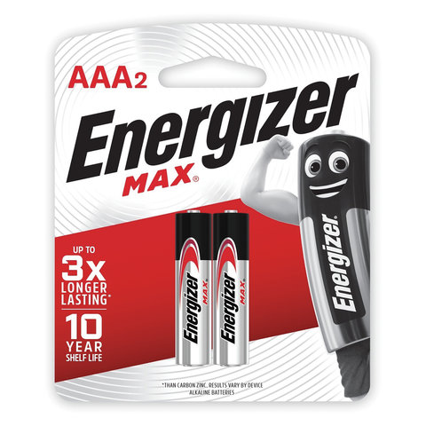 Батарейки КОМПЛЕКТ 2 шт., ENERGIZER Max, AAA LR03, 24А, алкалиновые, мизинчиковые, блистер, E300157203
