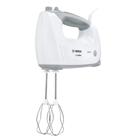 Миксер BOSCH MFQ36440, 450 Вт, 5 скоростей, 2 венчика, 2 крюка для теста, серый Миксер BOSCH MFQ36440, 450 Вт, 5 скоростей, 2 венчика, 2 крюка для теста, серый