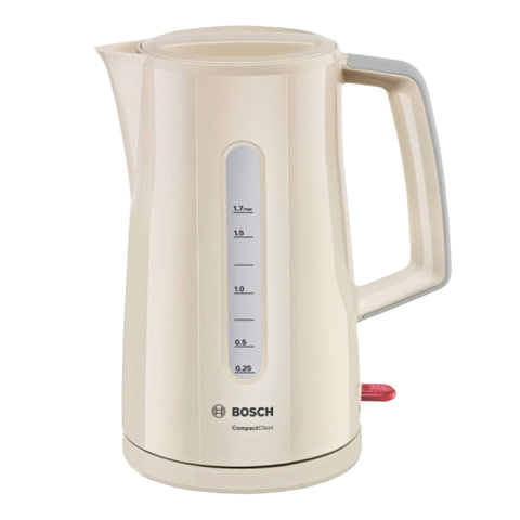 Чайник BOSCH TWK3A017, 1,7 л, 2400 Вт, закрытый нагревательный элемент, пластик, бежевый Чайник BOSCH TWK3A017, 1,7 л, 2400 Вт, закрытый нагревательный элемент, пластик, бежевый