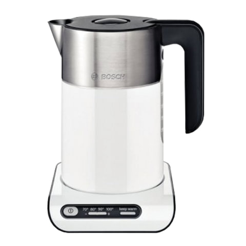 Чайник BOSCH TWK8611P, 1,5 л, 2400 Вт, закрытый нагревательный элемент, нержавеющая сталь, белый Чайник BOSCH TWK8611P, 1,5 л, 2400 Вт, закрытый нагревательный элемент, нержавеющая сталь, белый
