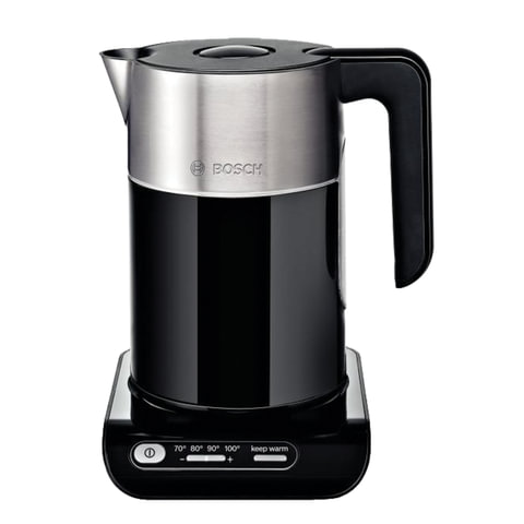 Чайник BOSCH TWK8613P, 1,5 л, 2400 Вт, закрытый нагревательный элемент, нержавеющая сталь, черный Чайник BOSCH TWK8613P, 1,5 л, 2400 Вт, закрытый нагревательный элемент, нержавеющая сталь, черный