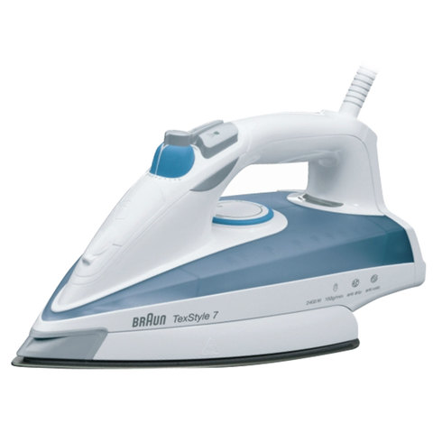 Утюг BRAUN TS725A, 2400 Вт, антипригарное покрытие, самоочистка, автоотключение, антикапля, белый/голубой Утюг BRAUN TS725A, 2400 Вт, антипригарное покрытие, самоочистка, автоотключение, антикапля, белый/голубой