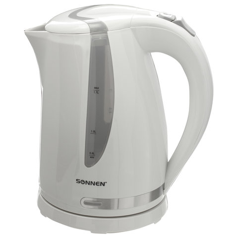 Чайник SONNEN KT-1743, 1,7 л, 2200 Вт, закрытый нагревательный элемент, пластик, белый, 453414 Чайник SONNEN KT-1743, 1,7 л, 2200 Вт, закрытый нагревательный элемент, пластик, белый, 453414