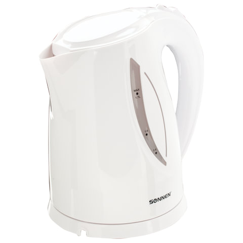 Чайник SONNEN KT-1758, 1,7 л, 2200 Вт, закрытый нагревательный элемент, пластик, белый, 453415 Чайник SONNEN KT-1758, 1,7 л, 2200 Вт, закрытый нагревательный элемент, пластик, белый, 453415