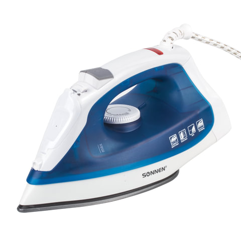 Утюг SONNEN SI-237A, 1800 Вт, антипригарное покрытие, синий/белый, 453504 Утюг SONNEN SI-237A, 1800 Вт, антипригарное покрытие, синий/белый, 453504