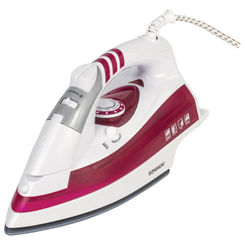 Утюг SONNEN SI-218, 2200 Вт, керамическое покрытие, паровой удар, бордовый/белый, 453506 Утюг SONNEN SI-218, 2200 Вт, керамическое покрытие, паровой удар, бордовый/белый, 453506