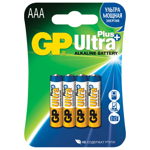 Батарейки КОМПЛЕКТ 4 шт., GP Ultra Plus G-Tech, AAA (LR03), алкалиновые, мизинчиковые, 24AUPA21-2CRSB4 Батарейки КОМПЛЕКТ 4 шт., GP Ultra Plus G-Tech, AAA (LR03), алкалиновые, мизинчиковые, 24AUPA21-2CRSB4