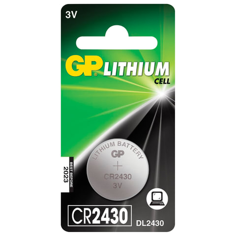 Батарейка литиевая GP Lithium CR2430 таблетка, дисковая, кнопочная 1 шт., блистер, CR2430-8C1 Батарейка литиевая GP Lithium CR2430 таблетка, дисковая, кнопочная 1 шт., блистер, CR2430-8C1