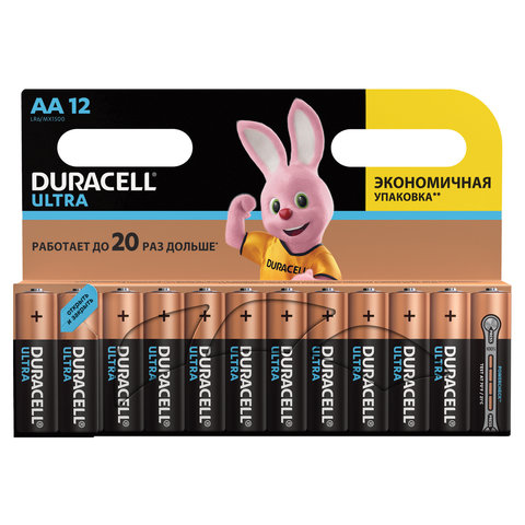 Батарейки КОМПЛЕКТ 12 шт., DURACELL Ultra, AA (LR06, 15А), алкалиновые, пальчиковые, блистер Батарейки КОМПЛЕКТ 12 шт., DURACELL Ultra, AA (LR06, 15А), алкалиновые, пальчиковые, блистер