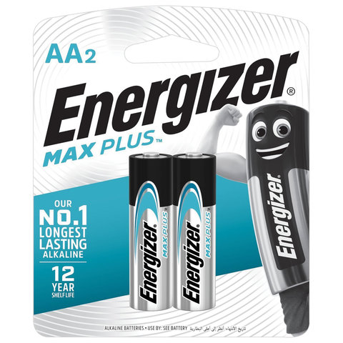 Батарейки КОМПЛЕКТ 2 шт., ENERGIZER Max Plus, AA LR06,15А, алкалиновые, пальчиковые, блистер, E301323101