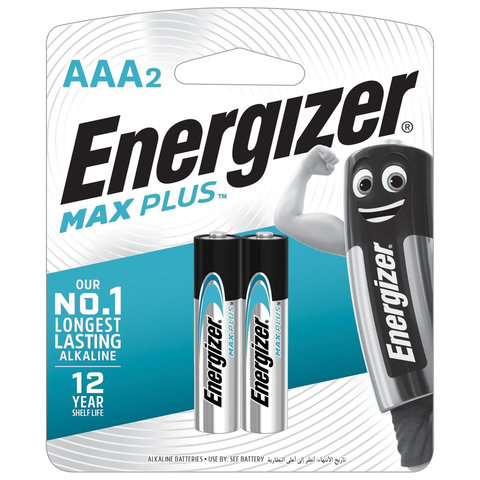 Батарейки КОМПЛЕКТ 2 шт., ENERGIZER Max Plus, AAA (LR03, 24А), алкалиновые, мизинчиковые, блистер, E301306501 Батарейки КОМПЛЕКТ 2 шт., ENERGIZER Max Plus, AAA (LR03, 24А), алкалиновые, мизинчиковые, блистер, E301306501