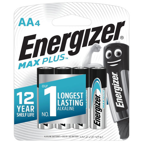Батарейки КОМПЛЕКТ 4 шт., ENERGIZER Max Plus, AA LR06, 15А, алкалиновые, пальчиковые, блистер, E301325001