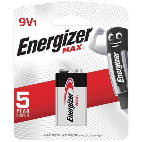 Батарейка ENERGIZER Max, Крона 6LR61, 6LF22, 1604A, алкалиновая, 1 шт., в блистере, E301531801