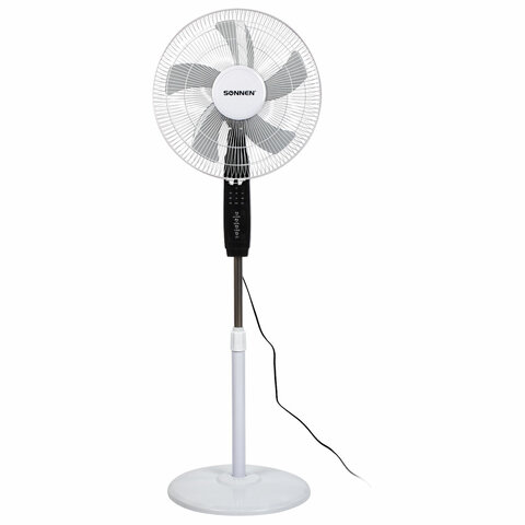 Вентилятор напольный, 3 режима, пульт ДУ, SONNEN TF-45W-40-520, d=40 см, 45 Вт, белый, 454788, FS-40-520 Вентилятор напольный, 3 режима, пульт ДУ, SONNEN TF-45W-40-520, d=40 см, 45 Вт, белый, 454788, FS-40-520