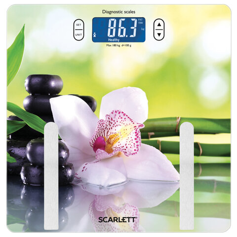 Весы напольные SCARLETT SC-BS33ED10, электронные, вес до 180 кг, квадрат, стекло, с рисунком Весы напольные SCARLETT SC-BS33ED10, электронные, вес до 180 кг, квадрат, стекло, с рисунком