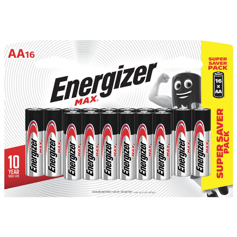 Батарейки КОМПЛЕКТ 16 шт., ENERGIZER Max, AA (LR06,15А), алкалиновые, пальчиковые, E301533101 Батарейки КОМПЛЕКТ 16 шт., ENERGIZER Max, AA (LR06,15А), алкалиновые, пальчиковые, E301533101