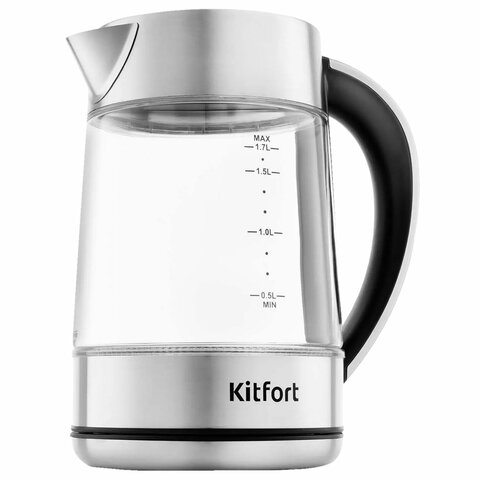 Чайник KITFORT КТ-690, 1,7 л, 2200 Вт, закрытый нагревательный элемент, LED дисплей, ТЕРМОРЕГУЛЯТОР, стекло, серебро Чайник KITFORT КТ-690, 1,7 л, 2200 Вт, закрытый нагревательный элемент, LED дисплей, ТЕРМОРЕГУЛЯТОР, стекло, серебро
