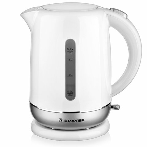 Чайник BRAYER BR1011, 1,7 л, 2200 Вт, закрытый нагревательный элемент, пластик, белый Чайник BRAYER BR1011, 1,7 л, 2200 Вт, закрытый нагревательный элемент, пластик, белый