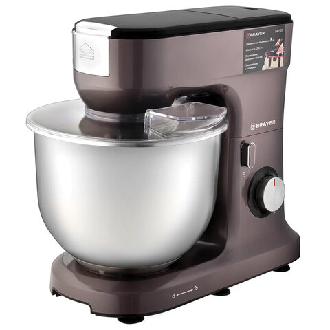 Миксер планетарный BRAYER BR1501, 1200 Вт, 10 скоростей, 3 насадки, металлическая чаша 8 л, коричневый Миксер планетарный BRAYER BR1501, 1200 Вт, 10 скоростей, 3 насадки, металлическая чаша 8 л, коричневый