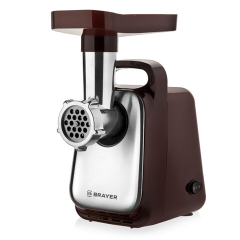 Мясорубка BRAYER BR1601, 1300 Вт, производительность 1,5 кг/мин, металлический шнек, реверс, пластик, коричневая/серебро Мясорубка BRAYER BR1601, 1300 Вт, производительность 1,5 кг/мин, металлический шнек, реверс, пластик, коричневая/серебро
