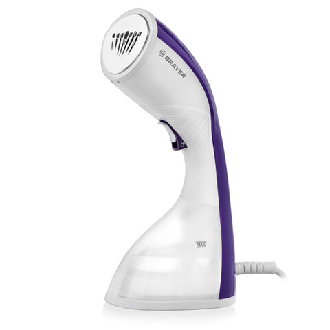 Отпариватель ручной BRAYER BR4120, 1400 Вт, 25 г/мин, резервуар 0,22 л, 1 режим, белый/фиолетовый Отпариватель ручной BRAYER BR4120, 1400 Вт, 25 г/мин, резервуар 0,22 л, 1 режим, белый/фиолетовый