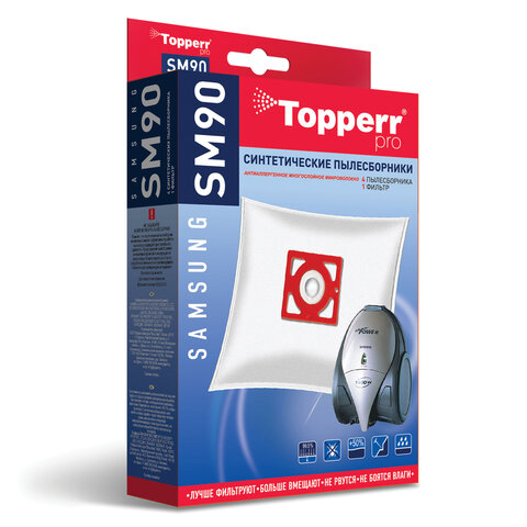 Мешок для пылесоса (пылесборник) синтетический TOPPERR SM 90, SAMSUNG, КОМПЛЕКТ 4 шт., 1407 Мешок для пылесоса (пылесборник) синтетический TOPPERR SM 90, SAMSUNG, КОМПЛЕКТ 4 шт., 1407