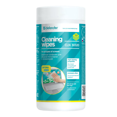 Салфетки для мониторов всех типов DEFENDER CLN30320, в тубе, 100 шт., 30320 Салфетки для мониторов всех типов DEFENDER CLN30320, в тубе, 100 шт., 30320