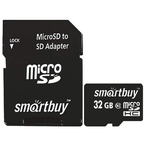 Карта памяти micro SDHC, 32 GB, SMARTBUY, 10 Мб/сек. (class 10), с адаптером, SB32GBSDCL10-01 Карта памяти micro SDHC, 32 GB, SMARTBUY, 10 Мб/сек. (class 10), с адаптером, SB32GBSDCL10-01