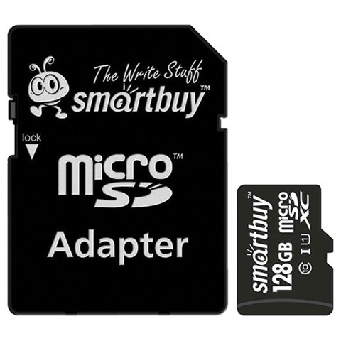 Карта памяти micro SDXC, 128 GB, SMARTBUY, UHS-1 U1, 80 Мб/сек. (class 10), с адаптером, SB128GBSDCL1001 Карта памяти micro SDXC, 128 GB, SMARTBUY, UHS-1 U1, 80 Мб/сек. (class 10), с адаптером, SB128GBSDCL1001